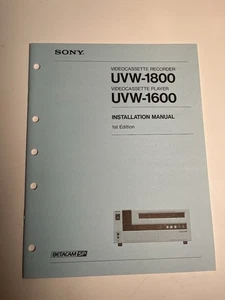 Manual de instalación UVW-1800 UVW-1600 1993 Betacam SP original Sony manual Japón - Imagen 1 de 3