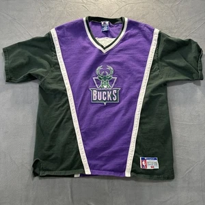 Vintage 90s Milwaukee Bucks NBA Champion Official Shooting Shirt Warm Up XL - Picture 1 of 11