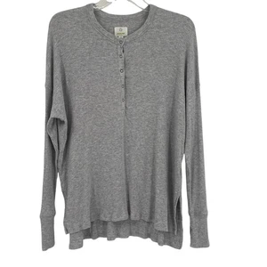 Aerie Size Small Offline Ribbed Henley Long Sleeve Shirt Thumbholes Gray - Picture 1 of 9