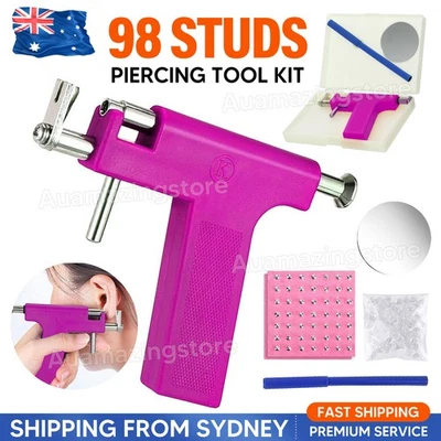 Professional Ear Nose Navel Body Piercing Gun Kit Tool with 98 Studs AU - image 1 of 4