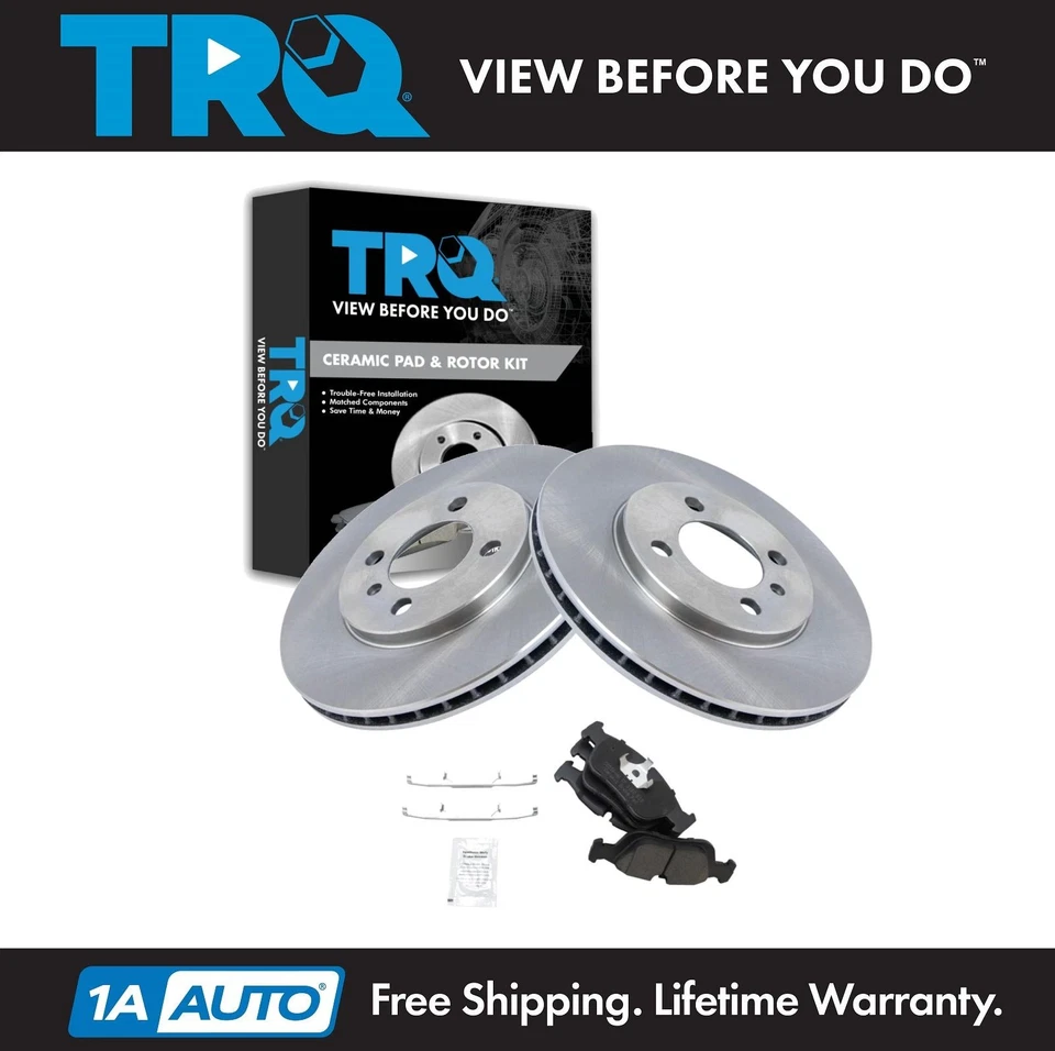 Kit de pastillas de freno delanteras y rotor de cerámica TRQ para BMW 325i 1992-1993 Foto 1 de 4