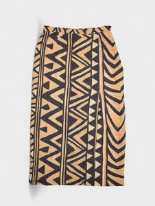 Ellen Tracy Skirt Womens 10 Petite Tribal Striped Linen Blend Maxi A Line - Picture 1 of 9