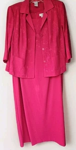 NWT* Sag Harbor 2 PC Jacket Maxi Dress Set Womens 20 Red, Paisley, Shoulder Pads - Picture 1 of 13
