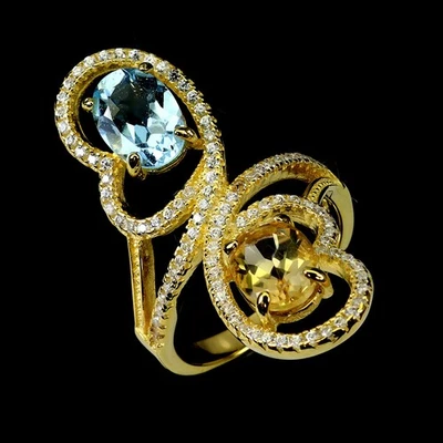 925纯银戒指椭圆形黄水晶8x6毫米黄玉宝石珠宝首饰尺寸8 — 第 1/4 张图片