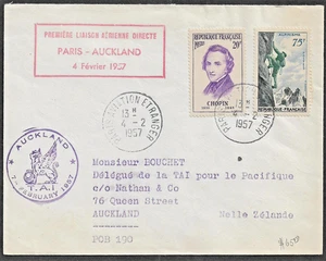 (20) FRANCIA - BELLA COPERTINA POSTA AEREA DIRETTA 1957 PARIGI AD AUCKLAND, NZ - Foto 1 di 2