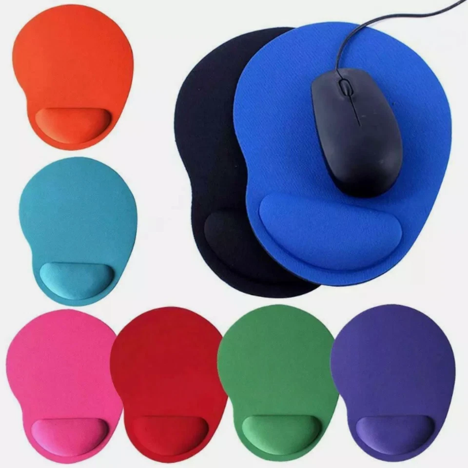 Black Anti-Slip Mouse Pad Mat with Foam Wrist Rest Support for PC Laptop Gaming - Image 1 of 4