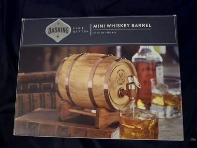 Whiskey Barrel Keg Dispenser with Stand 27 Fl Oz  New In Opened Box Mini Wooden - Image 1 of 2