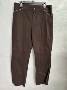 Pantalones de mujer Lauren Jeans Co Ralph Lauren marrón recto talla 14 terciopelo elástico - Imagen 1 de 10