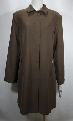 Jones New York Women's Taupe Lined Button Up Long Coat Removable Wool Size Med - Image 1 of 4