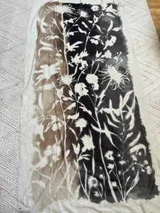 ZARA NEW! Black/Beige/Tan Floral Woven Wool Blend Rectangular Fringe Scarf 78x39 - Picture 1 of 7