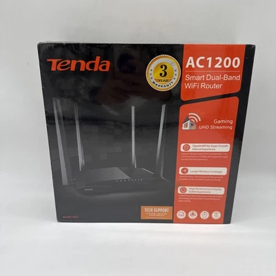 Tenda AC1200 Dual Band WiFi Router High Speed Wireless Internet -- NEW / SEALED - Image 1 of 4