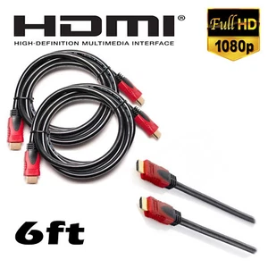 High Speed Premium HDMI Cable For HDTV 1080p Video Gaming Consoles Set Of 2 - Picture 1 of 3