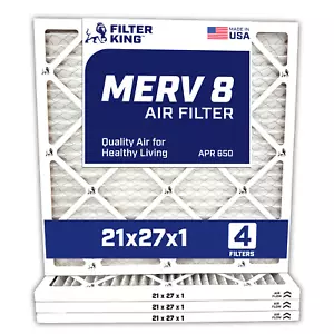 Filter King 21x27x1 Air Filter 4-PACK MERV 8 Actual Size 21 x 27 x .75" - Picture 1 of 5
