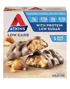 Caramel Chocolate Nut Roll Bar - High Fibre, Low Sugar, Protein Snack, 5 Pack - Picture 1 of 8