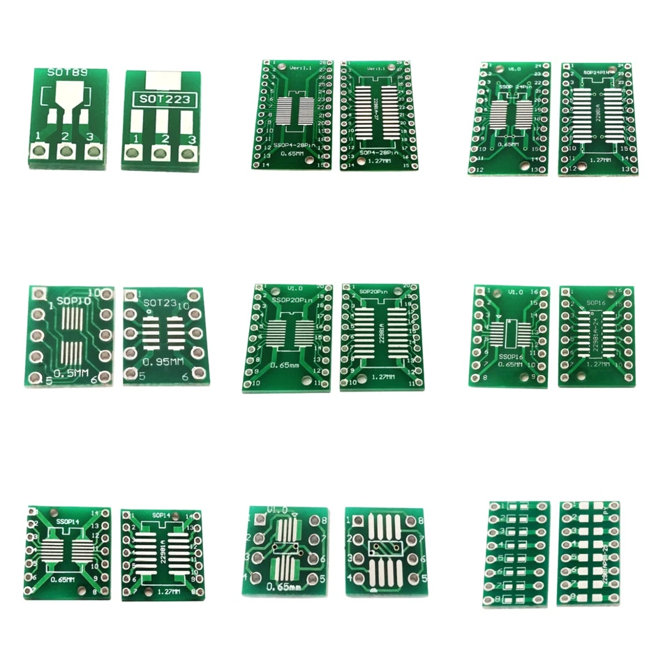 SMD to DIP Adaptor Board PCB SOT SOP 8 14 16 20 23 24 28 89 223 - Image 1 of 4