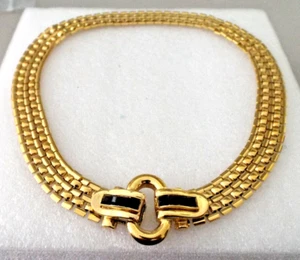 ***1980's GIVENCHY TRACK LINK RUBY CRYSTAL BUCKLE NECKLACE gold tone!! - Picture 1 of 6
