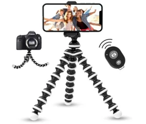 Flexible Tripod for iPhone, Android, Camera - Bendable Legs, Adjustable Stand - Picture 1 of 7