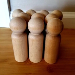 Juego de 10 personas de madera de juguete - madera dura de arce natural - Imagen 1 de 1