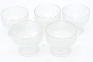 Set piedi tazza vetro vetro vetro indiana vintage corteccia sherbert dessert gelato set 5 - Foto 1 di 5