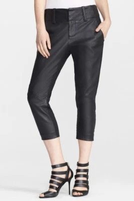 Pantalones negros cortos delanteros de cuero Alice + Olivia Anders L118701 talla 10 Foto 1 de 3