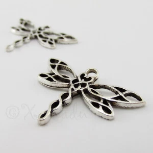 Dijes de libélula nudo celta 32 mm colgantes enchapados en plata C59530 - 5, 10 o 20 piezas - Imagen 1 de 3