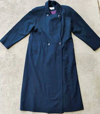 Gabardina Kristen Blake para mujer vintage de lana pechada doble botonadura talla 12 Foto 1 de 4