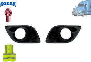 Auxiliary Black Fog Light Bezels for Kenworth T680 + Accessories - Picture 1 of 9