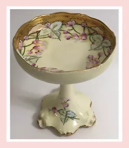 Antica composta Limoges Pitkin Brooks dipinta a mano 63/4" - bordo viola/oro - Foto 1 di 15