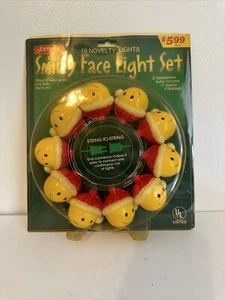 Smiley Face Santa Hat Christmas String Light Set VTG 10 JoyBrite Never Opened - Picture 1 of 4