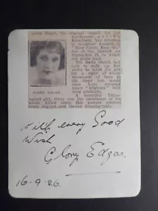 GLORY EDGAR ACTRESS & MODEL ARTIST Ernst Ludwig Kirchner RARE VINTAGE AUTOGRAPH - Picture 1 of 2
