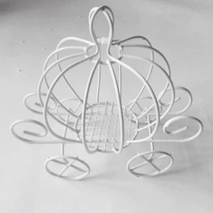 Carrozze Zucca Metallo Vernice Bianco-Portaconfetti Bomboniere Regalo Segnaposto - Foto 1 di 4