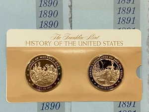 Franklin Mint History Of The United States 2 Bronze Medals 1890-1891 Mint Sealed - Picture 1 of 5
