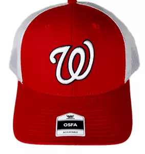 Washington Nationals Mesh Trucker Snapback Hat Adjustable Baseball Cap White Red - Picture 1 of 5