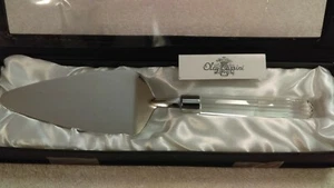 Crystal Cake Server Oleg Cassini Clear Crystal Handle MAX49 - Picture 1 of 6