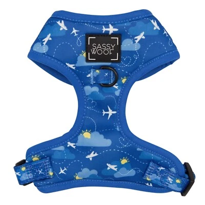 Sassy Woof Adjustable Comfort Dog Harness  Blue Airplane Travel Size XL - Image 1 of 4