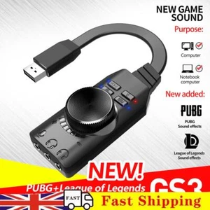 GS3 7.1 Channel Sound Card Converter Adapter External USB Audio 3.5mm Headsets - Afbeelding 1 van 7