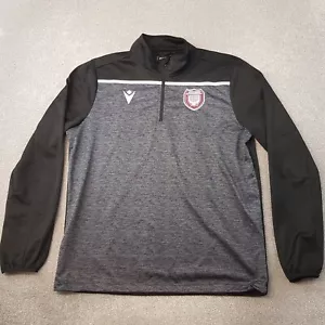 Arbroath Mens 1/4 Zip Top 2XL XXL Grey Black Macron Football Training Scotland - Picture 1 of 9