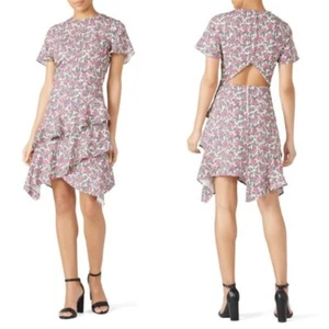 STYLESTALKER $189 Moana Mini Dress Ruffles Cutout Back Floral Hourglass Size S - Picture 1 of 9