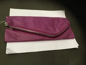 Leather HOBO Violet zippered clutch Beauty NWT Ret $128 multi use + Free gift - Picture 1 of 4