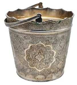 VINTAGE Persian Sterling Silver Floral Etched Champagne Ice Bucket RARE FIND - Picture 1 of 9
