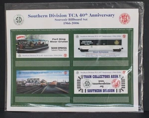 Juego de hojas de inserción de cartelera Southern Div TCA Lionel O sin cortar/selladas 2006 - Imagen 1 de 2