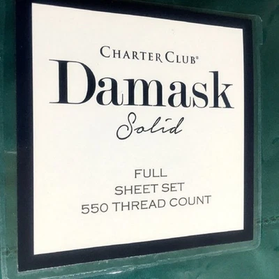 Conjunto completo de lençóis 100% algodão acetinado Charter Club ESMERALDA VERDE 550 fios - Imagem 1 de 4