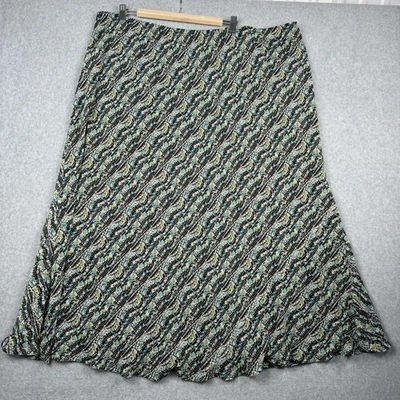 Lane Bryant Skirt Womens 26/28 Brown Blue Floral A Line Plus Chiffon Pull On Y2K - Image 1 of 4