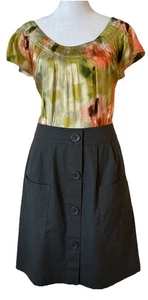 Anthropologie Tabitha Multicolor Silk Scoop Neck Short Sleeve Floral Dress Sz 6 - Picture 1 of 10
