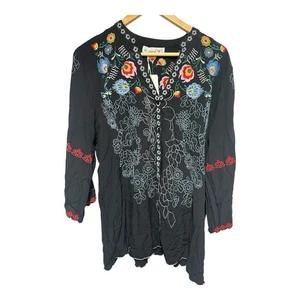 St. Lareina Mexican Boho Hippie Peasant Whimsigoth Embroidered Artisan Top Sz M - Picture 1 of 5