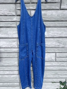 Free People High Roller Denim Jumpsuit New Small $98 - Picture 1 of 8