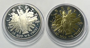 1789-1989 P & D Bicentennial of congress Liberty $1 Silver Dollar -Lot of 2 - Picture 1 of 2