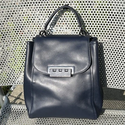 Bolso de Mano ZAC Zac Posen Asa Superior Cuero Azul Marino Falta Mochila Correa CLÁSICO Foto 1 de 4