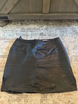 Hugo Buscati Short Black Leather Skirt Size 10 - Image 1 of 4