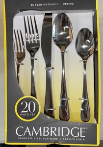 Cambridge Servizio Posate Acciaio Inox per 4 Set da 20 Pezzi NUOVO CON SCATOLA NUOVO CON SCATOLA - Foto 1 di 3